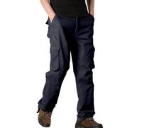 Pantaloni per il tempo libero da uomo, pantaloni cargo casual, da trekking, alla moda, resistenti all'abrasione, da caccia, resistenti, per attività all'aria aperta, Blu marino, 44