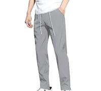 Pantaloni per il tempo libero in seta di ghiaccio, elasticizzati, da uomo, slim fit, larghi, dritti, elasticizzati, tinta unita, da golf, ad asciugatura rapida, con coulisse, pantaloni da lavoro
