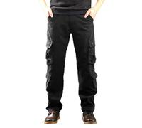 Pantaloni per Uomo Inverno Autunno Foderato In Pile Sherpa Lavoro Cargo Sport Palestra Escursionismo Spessi Caldi Pantaloni Fuzzy Uomo 202, P-09 Nero, 52