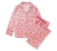 Pantaloni pigiama a maniche lunghe con colletto stampato Cristo 2026 con cardigan adatti per tutte le stagioni, Rosso, M