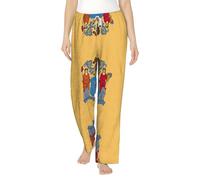 Pantaloni pigiama da donna con stampa bandiera del New Jersey, morbidi, caldi e adorabili indumenti da notte per il massimo comfort, Nero , 3XL