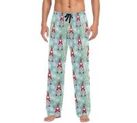 Pantaloni pigiama da uomo con gnomo natalizio e fiocco di neve, leggeri, comodi pantaloni da pigiama con tasche, Simpatico gnomo natalizio con fiocco di, X-Large