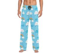 Pantaloni pigiama da uomo, graziosi pantaloni blu pioggia nuvole gocce di pioggia pantaloni da salotto da uomo con tasche, morbidi pantaloni da uomo S-XXL, Carino Blu Pioggia Nuvole Gocce Di Pioggia