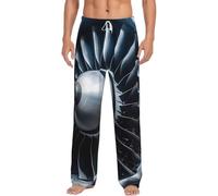 Pantaloni pigiama da uomo in flanella, con motore a getto, in cotone caldo, con tasche, Nero , S