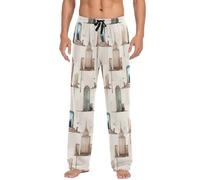 Pantaloni pigiama da uomo morbidi con tasche, skyline della città, pantaloni morbidi da uomo, taglie S-XXL, Skyline della città, Medium