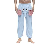 Pantaloni Pigiama in Pile Uomo, Pantaloni Pigiama Natale Uomo Divertente Elefante novità Caldo da Notte Sleepwear In flanella Regalo Umoristico a Tema Animale Indumenti da Notte Termici Loungewear