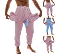Pantaloni Pigiama in Pile Uomo, Pantaloni Pigiama Natale Uomo Divertente Elefante novità Caldo da Notte Sleepwear In flanella Regalo Umoristico a Tema Animale Indumenti da Notte Termici Loungewear