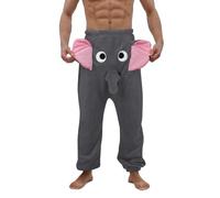 Pantaloni Pigiama in Pile Uomo, Pantaloni Pigiama Natale Uomo Divertente Elefante novità Caldo da Notte Sleepwear In flanella Regalo Umoristico a Tema Animale Indumenti da Notte
