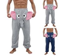 Pantaloni Pigiama in Pile Uomo, Pantaloni Pigiama Natale Uomo Divertente Elefante novità Caldo da Notte Sleepwear In flanella Regalo Umoristico a Tema Animale Indumenti da Notte Termici Loungewear