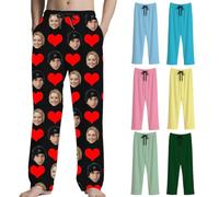 Pantaloni Pigiama Uomo Personalizzato con Foto del viso Pantaloni Pigiama Donna Personalizzata il tuo con Foto Pigiama di Natale Halloween Divertente Regalo per Lui o Lei Famiglia Partner Amici