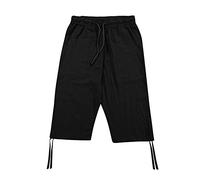 Pantaloni Pinocchietto Uomo Estivi, Pantaloncini Lino Uomo Estivi Leggeri 3/4 Bermuda di Cotone E Lino Pantalone da Jogging Allenamento Spiaggia Yoga Vacanza con Coulisse Tinta Unita Loose Fit