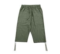 Pantaloni Pinocchietto Uomo Estivi, Pantaloncini Lino Uomo Estivi Leggeri 3/4 Bermuda di Cotone E Lino Pantalone da Jogging Allenamento Spiaggia Yoga Vacanza con Coulisse Tinta Unita Loose Fit