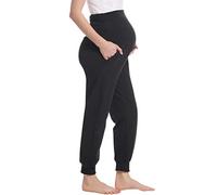 Pantaloni premaman da donna, lunghi, per gravidanza, adatti come pigiama o per lo yoga, Nero , M