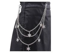 Pantaloni Punk Catena Portachiavi Donna Uomo Luna Stella Rivetti Accessori Scelta Rock Cintura in Vita Su Jeans Gioielli(Color 01)