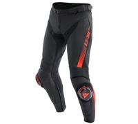 Pantaloni regolari in pelle Dainese Super Speed - nero/rosso flo (628)