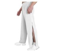 Pantaloni riabilitativi, per uomo e donna, con apertura laterale, con cerniera laterale e cerniera sulla gamba larga, pantaloni sportivi, bianco, L
