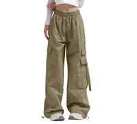 Pantaloni riscaldabili da donna pantaloni cargo à jambes larges pour femmes, avec poche latérale, vita moyenne, streetwear de voyage, baggy, pantalon extensible, cordon de eleganti pantaloni da donna