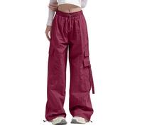 Pantaloni riscaldabili da donna pantaloni cargo à jambes larges pour femmes, avec poche latérale, vita moyenne, streetwear de voyage, baggy, pantalon extensible, cordon de eleganti pantaloni da donna