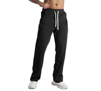 Pantaloni Sci Uomo, Pantaloni Sportivi a Gamba Larga, Casual e alla Moda, per Tutti i Giorni, dal Design Leggero e Confortevole per Le attività Sportive. (Black, XXXL)
