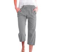 Pantaloni Sette Donna Monocromi in Lino E Cotone Morbidi E Comodi con Tasche Funzionali Stile Casual alla Moda Ideali per Uscite Quotidiane E Incontri con Gli Amici