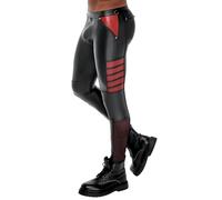 Pantaloni Sexy NEK Matte Look Nero Rosso Dettagli Mesh Borchie Anelli