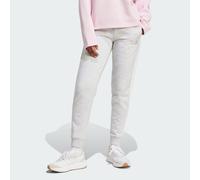 adidas Donna Essentials 3-Stripes Fleece Slim Pants, Light Grey Heather/White, XL