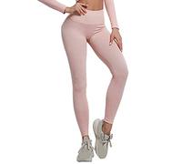 Pantaloni solidi da donna, leggings da allenamento, atletico, yoga, pantaloni alla moda elastici per le donne, Colore: rosa., L