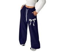 Pantaloni sportivi da bambina per bambini, con tasche, elastici, casual, comodi, per allenamento, scuola, per tutti i giorni, per lo sport, per il tempo libero, per la primavera, l'autunno, Blu marino