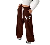 Pantaloni sportivi da bambina per bambini, con tasche, elastici, casual, comodi, per allenamento, scuola, per tutti i giorni, per lo sport, per il tempo libero, per la primavera, l'autunno, marrone, 4