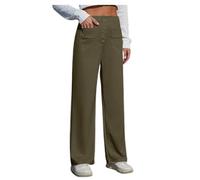Pantaloni sportivi da donna fantasia elastico in vita alla moda mimetico fessura ritagliata data club jeans casual lino formale petite, Verde, 5XL