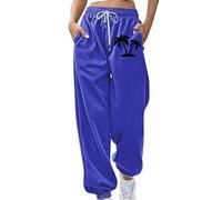 Pantaloni sportivi da donna in vita elasticizzata, con coulisse, stile vintage, tinta unita, casual, lunghi pantaloni sportivi da donna, morbidi e delicati sulla pelle, Blu 5., 4XL