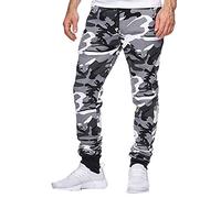 Pantaloni sportivi da uomo con stampa, vestibilità aderente, pantaloni cargo da combattimento elasticizzati, con risvolto, pantaloni da allenamento per palestra, pantaloni da jogging, pantaloni
