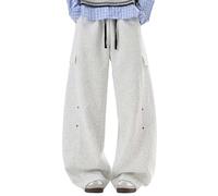 Pantaloni sportivi da uomo dal taglio baggy estremamente ampio - Pantaloni da jogging casual con tasche cargo e dettagli rivetti | Pantaloni streetwear in stile skater e hip hop, Stil_g03 Bianco, M