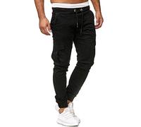 Pantaloni sportivi da uomo, elasticizzati, vestibilità aderente, kaki, cargo, da lavoro, con coulisse in vita, pantaloni da jogging, pantaloni da allenamento per palestra, pantaloni intelligenti con
