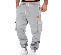 Pantaloni sportivi da uomo in morbido pile sottile con elegante etichetta in pelle e pratica tasca laterale per un casual moderno e confortevole durante tutte le attività quotidiane (Light Gray, M)
