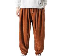 Pantaloni sportivi da uomo in velluto a coste, vestibilità ampia, vestibilità larga, in velluto a coste, pantaloni harem per interni ed esterni, atletica, corsa e passeggiate, Marrone, 5XL