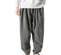 Pantaloni sportivi da uomo in velluto a coste, vestibilità ampia, vestibilità larga, in velluto a coste, pantaloni harem per interni ed esterni, atletica, corsa e passeggiate, Grigio, 5XL