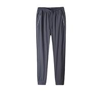 Pantaloni sportivi da uomo, lunghi, in seta di ghiaccio, da uomo, elasticizzati, leggeri, sottili, in seta, ad asciugatura rapida, con coulisse e tasche, unisex, per il tempo libero, per lo sport, Gy4