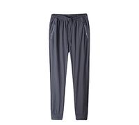 Pantaloni sportivi da uomo, lunghi, in seta di ghiaccio, da uomo, elasticizzati, leggeri, sottili, in seta, ad asciugatura rapida, con coulisse e tasche, unisex, per il tempo libero, per lo sport, GY2