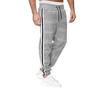 Pantaloni sportivi da uomo, lunghi, leggeri, con polsini, pantaloni da jogging a righe, patchwork, per il tempo libero, semplici, versatili, sportivi, da lavoro, grigio., XL
