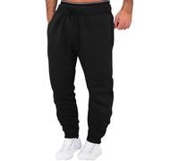 Pantaloni sportivi da uomo, neri, elasticizzati, in vita, con coulisse, con risvolto, pantaloni sportivi larghi, resistenti alle pieghe, pantaloni da allenamento in palestra, Nero , XL