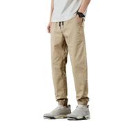 Pantaloni sportivi da uomo per la primavera e l'autunno, in seta di ghiaccio, stile harem nove decimi, cachi, M