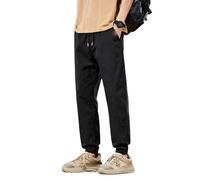 Pantaloni sportivi da uomo per la primavera e l'autunno, in seta di ghiaccio, stile harem nove decimi, Nero , L