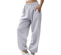 Pantaloni Sportivi Donna della Tuta a Vita Alta e a Gamba Larga Casual Elastici con Tasche Comodi Larghi Sport Allenamento Palestra Fascia Elastica Sweatpants pantalone nero donna Scalza I Granuli