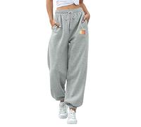Pantaloni Sportivi Donna della Tuta a Vita Alta e a Gamba Larga Casual Elastici con Tasche Comodi Larghi Sport Allenamento Palestra Fascia Elastica Sweatpants pantalone leggero Scalza I Granuli