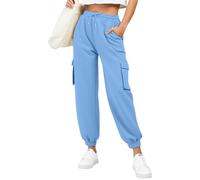 Pantaloni Sportivi Donna della Tuta a Vita Alta e a Gamba Larga Casual Elastici con Tasche Comodi Larghi Sport Allenamento Palestra Fascia Elastica Sweatpants joggers donna leggeri Scalza I Granuli
