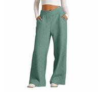 Pantaloni Sportivi Donna della Tuta a Vita Alta e a Gamba Larga Casual Elastici con Tasche Comodi Larghi Sport Allenamento Palestra Fascia Elastica Sweatpants pantaloni larghi Scalza I Granuli