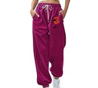 Pantaloni Sportivi Donna della Tuta a Vita Alta e a Gamba Larga Casual Elastici con Tasche Comodi Larghi Sport Allenamento Palestra Fascia Elastica Sweatpants Pantaloni Leggeri Donna Scalza I Granuli