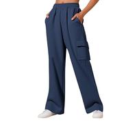 Pantaloni Sportivi Donna in Cotone da Jogging a Gamba Larga Tuta Larghi Imbottiti Felpa Comodi Vita Alta Yoga Trekking Classico Fitness Pantalone Running Sportiva per Autunno e Inverno