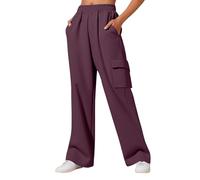Pantaloni Sportivi Donna in Cotone da Jogging a Gamba Larga Tuta Larghi Imbottiti Felpa Comodi Vita Alta Yoga Trekking Classico Fitness Pantalone Running Sportiva per Autunno e Inverno